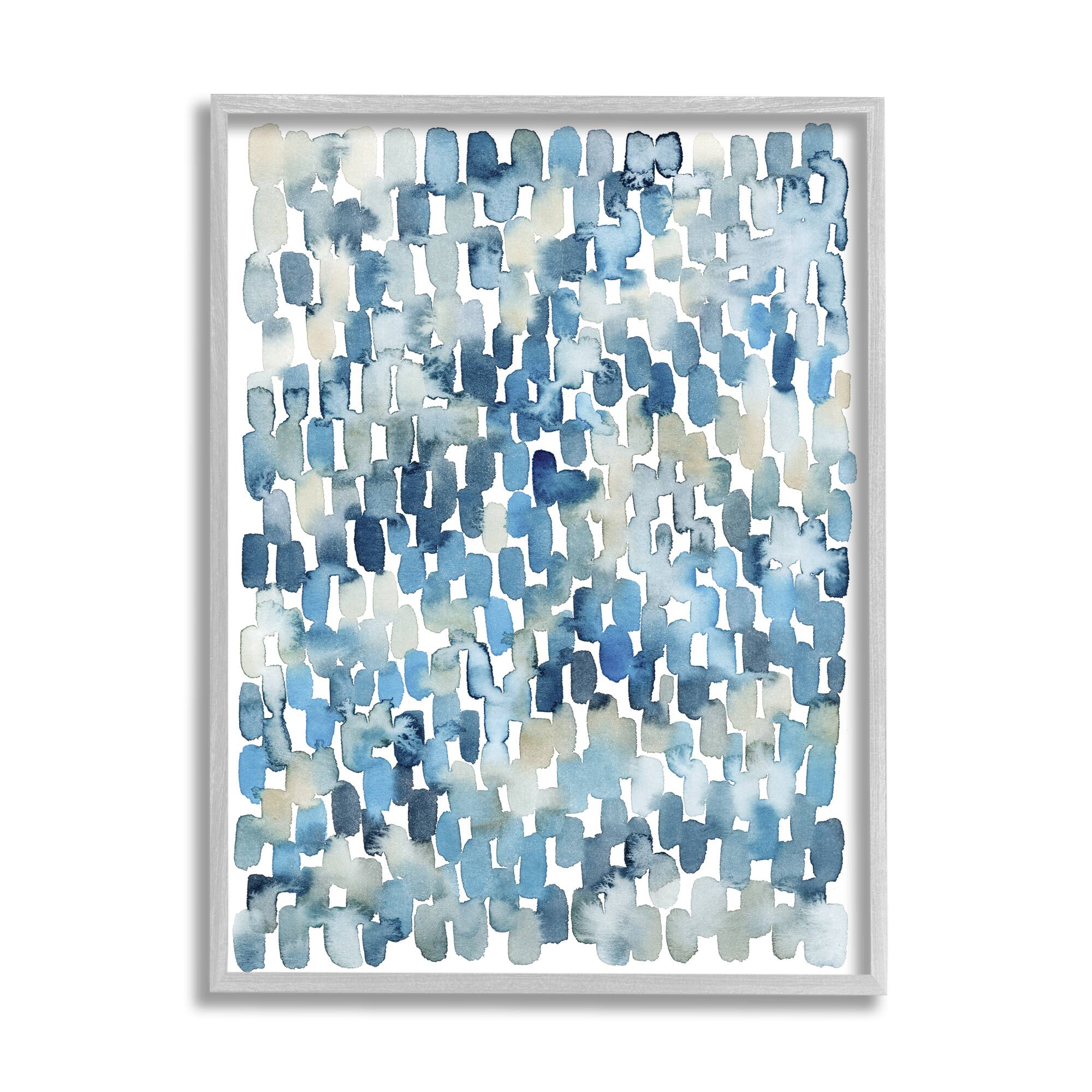 Stupell Industries Coastal Tile Abstract Soft Blue Beige Shapes in Frame Wall Art